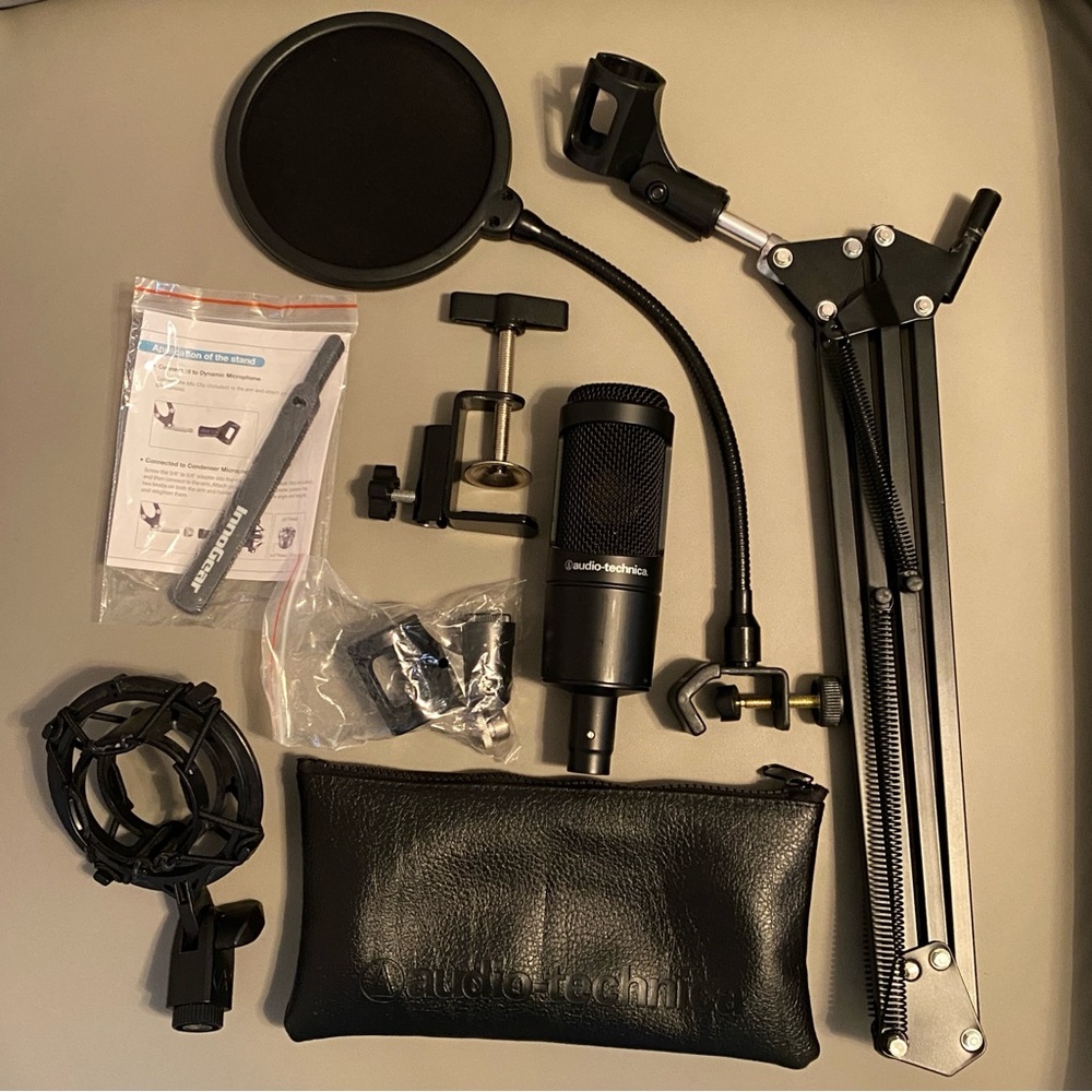 🎤 Audio Technica AT2035 Cardioid Condenser Microphone & Scissor Arm Stand